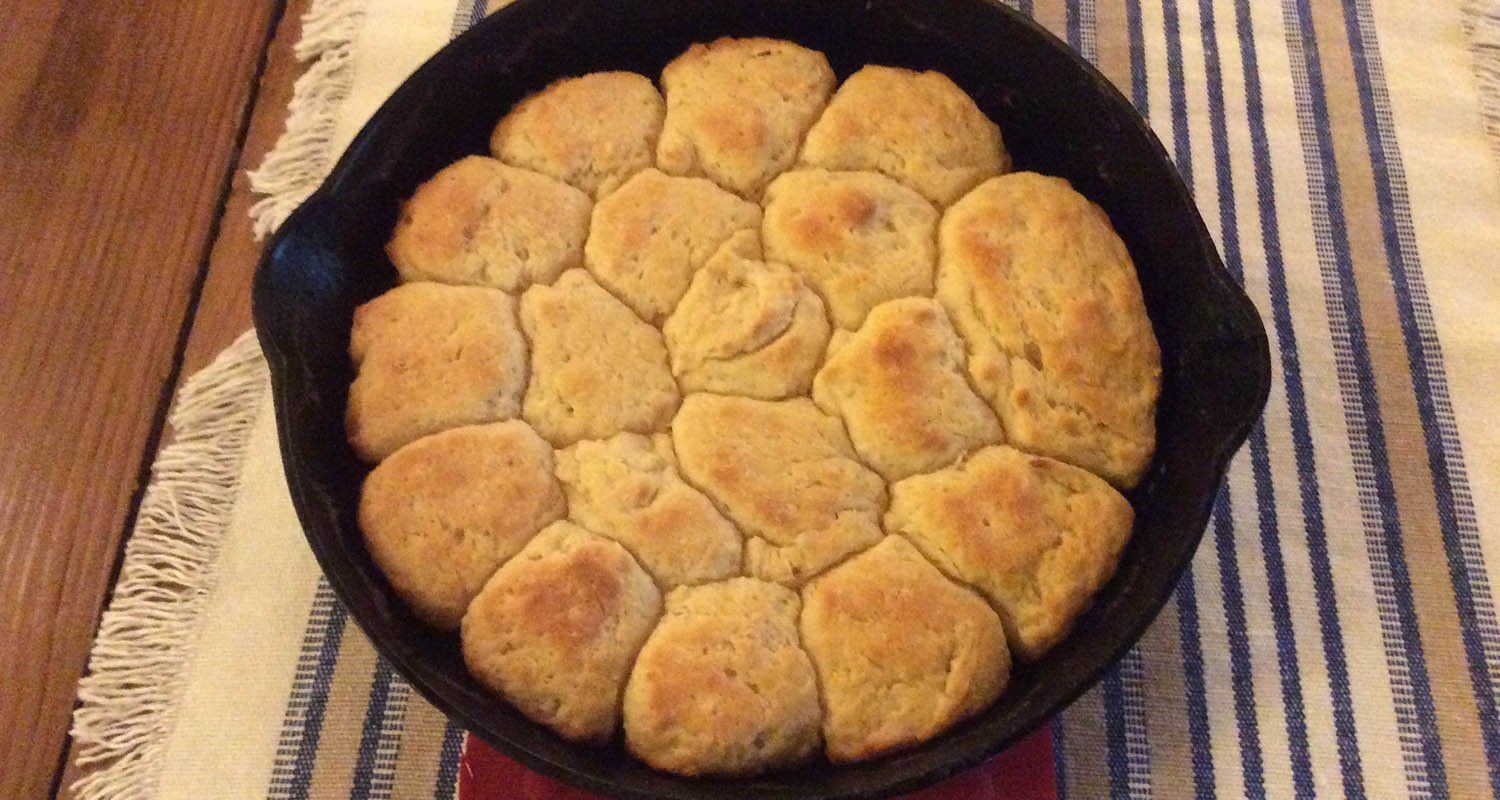 Skillet of fresh-baked biscuits