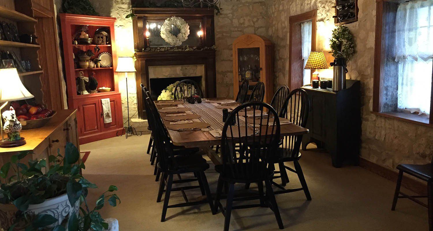 Dining room of the 1854 stone house where breakfast is served